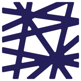 Price Lab logo in dark purple. Logo is a square made up of intersecting lines