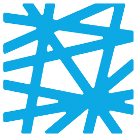 Price Lab logo. Bright blue criss-crossing lines in the shape of a square.